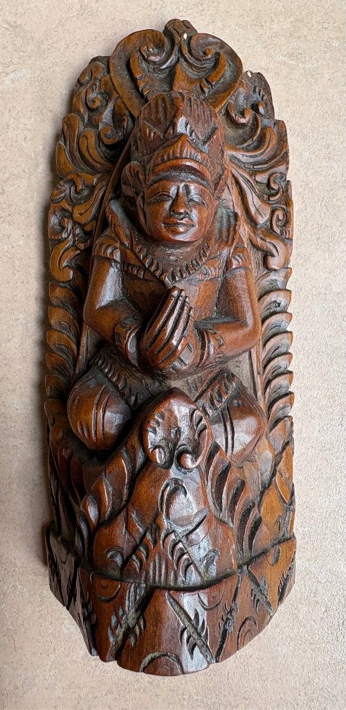 Fraai houtsnijwerk, Bali, jaren '50, Hout, Bruin, Ophalen of Verzenden, 15 cm