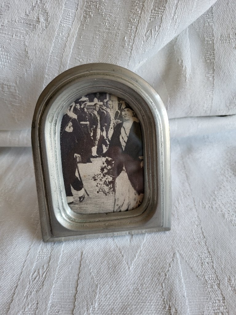 Vintage klein tinnen fotolijstje, Ophalen of Verzenden