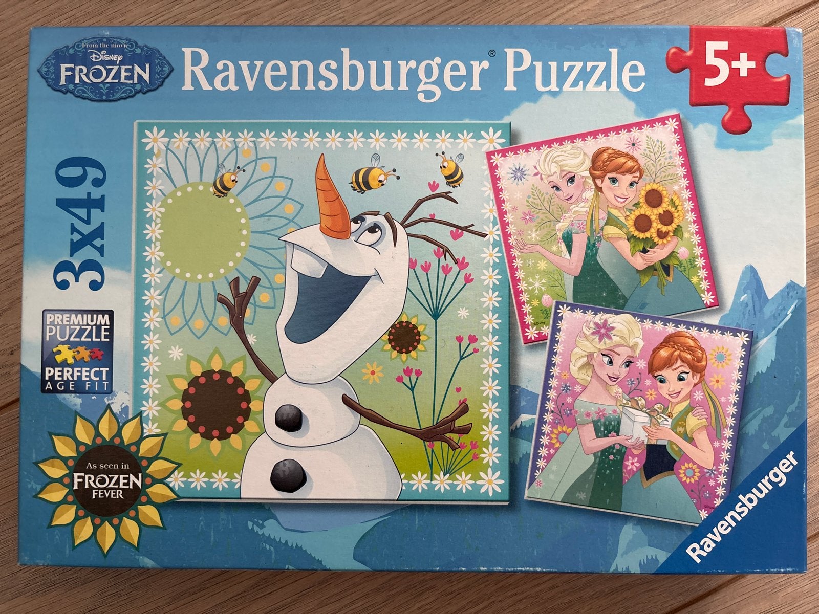 Set van 3 puzzels Disney Frozen Fever, Ophalen, 10 tot 50 stukjes, Zo goed als nieuw, 4 tot 6 jaar
