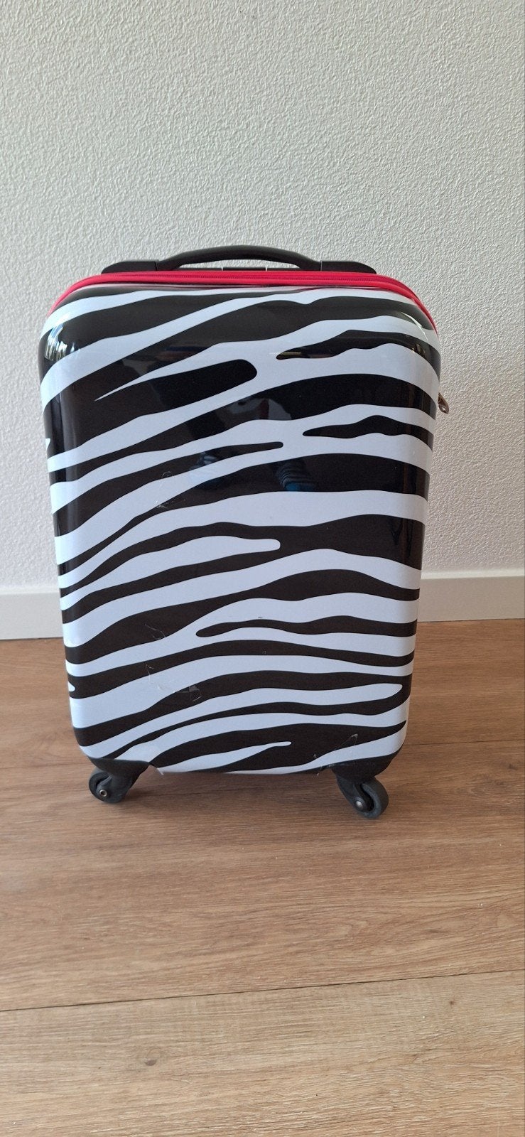 Spilbergen cabin proof koffer zebra zwart/wit design, Wieltjes, Gebruikt, 50 tot 60 cm, Hard kunststof