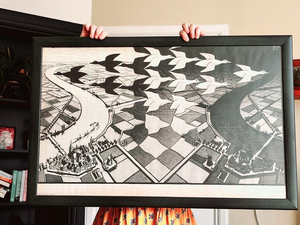 Ingelijste poster van Escher van jaren 70, Ophalen