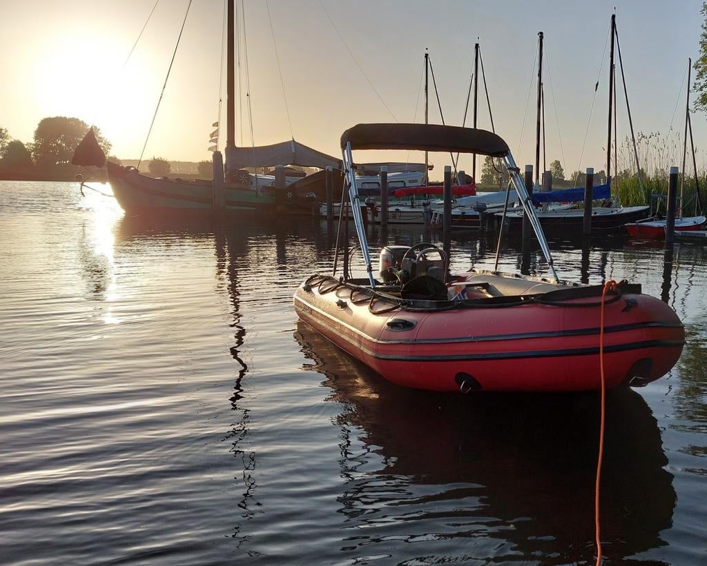 Mercury 430 incl mercury 15pk 4takt en nieuwe biminitop, Watersport en Boten, Rubberboten, Ophalen, Aluminium, Quicksilver, Gebruikt