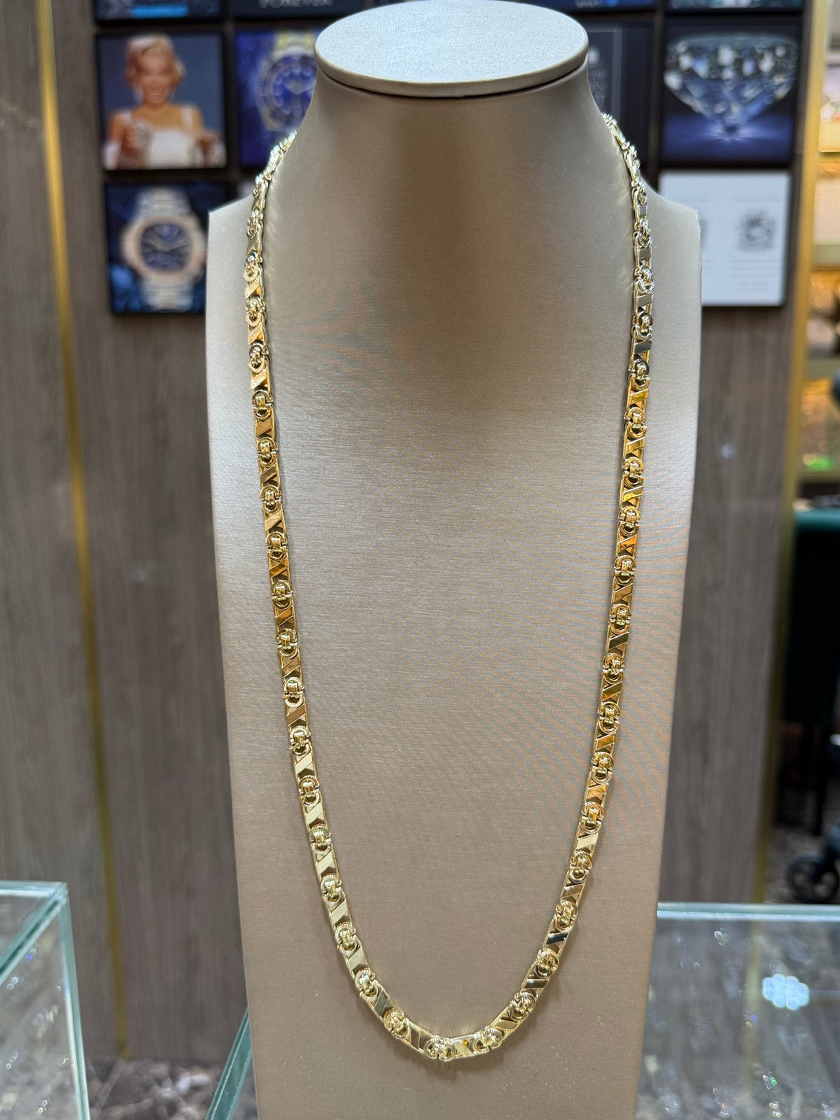 14KT Goud - 39.22 Gram - Ketting - PLATTE KONING - VALENTINO, Ophalen, Nieuw, Goud
