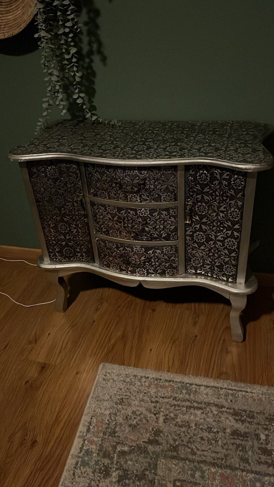 Decoratieve ladekast/dressoir met barokprint, Huis en Inrichting, Kasten | Dressoirs, Ophalen, 50 tot 100 cm, 25 tot 50 cm, Overige houtsoorten