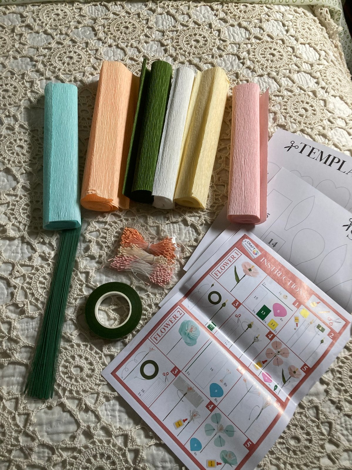 Crêpe papierset om bloemen te maken, compleet, Nieuw, Meerkleurig, Papier of Karton, Overige merken