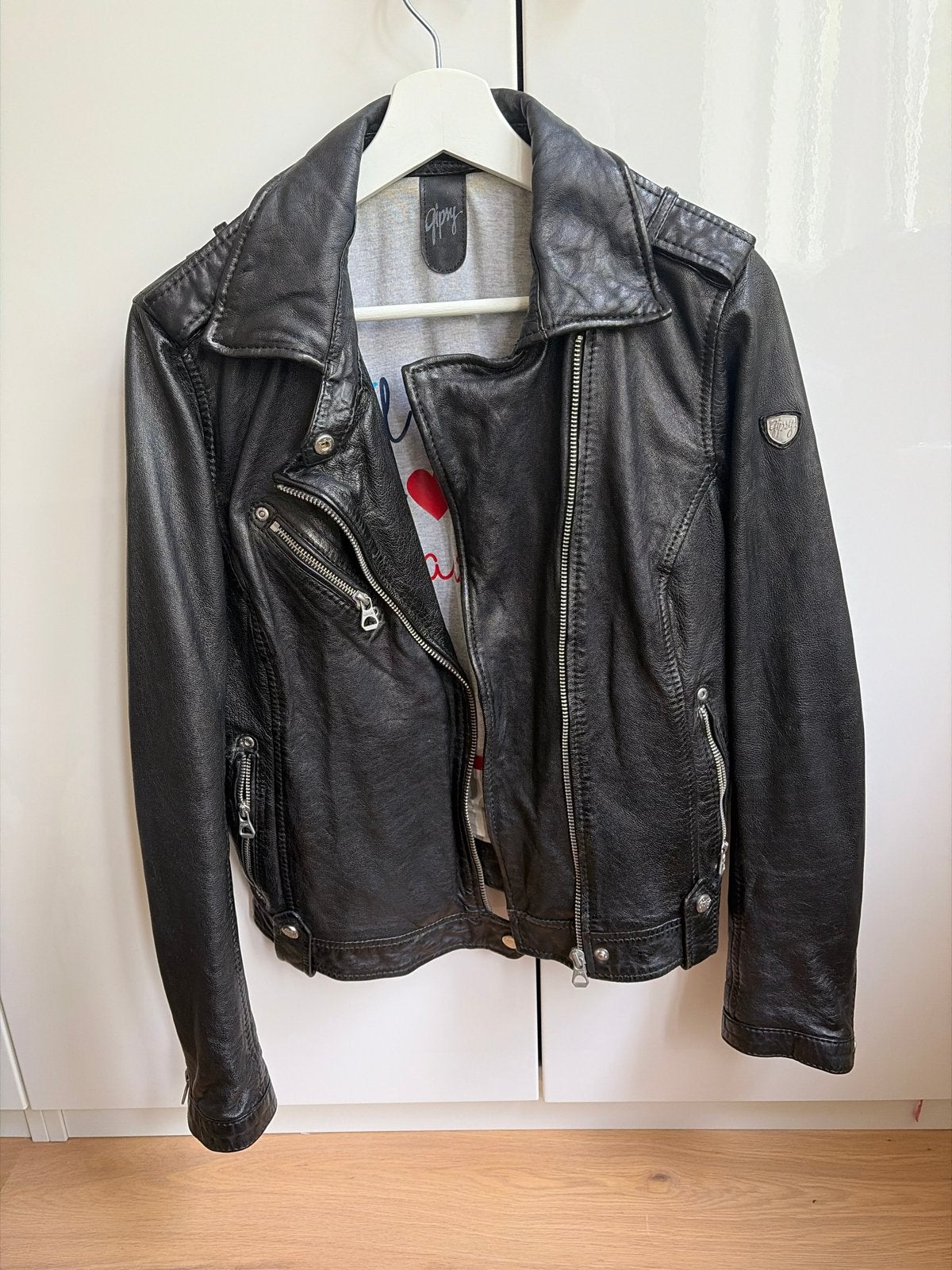 Gipsy leren jasje - Zwart - Maat S, Kleding | Dames, Ophalen of Verzenden, Gedragen, Maat 36 (S), Zwart