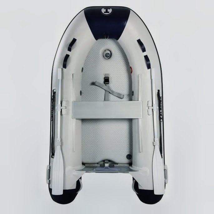 Rubberboot met buitenboordmotor, bijna nieuw!, Ophalen, PVC, Zo goed als nieuw, Peddels