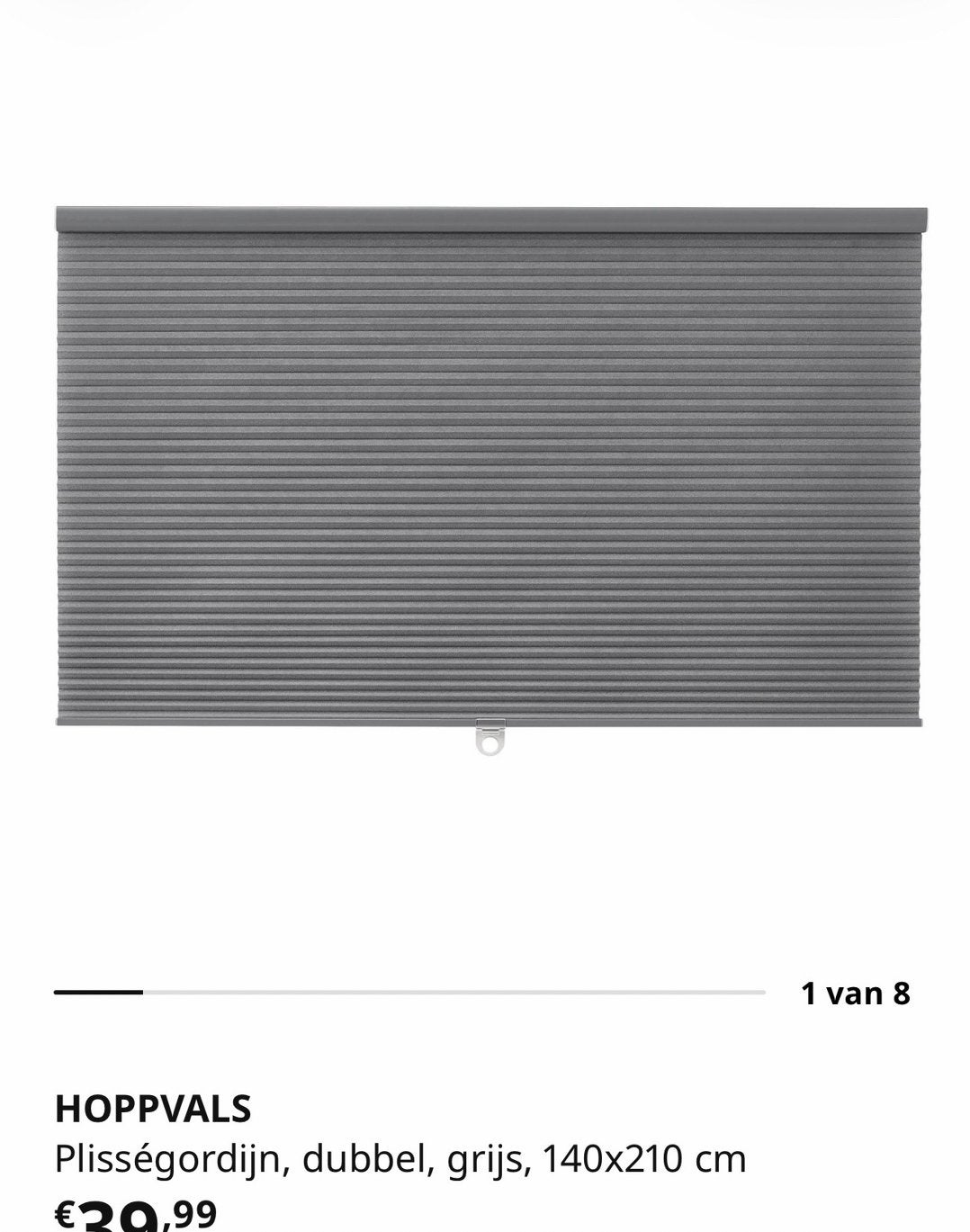 2x Ikea dubbele plissé gordijnen 140x155 antraciet, Ophalen, Verduisterend, Zo goed als nieuw, Polyester
