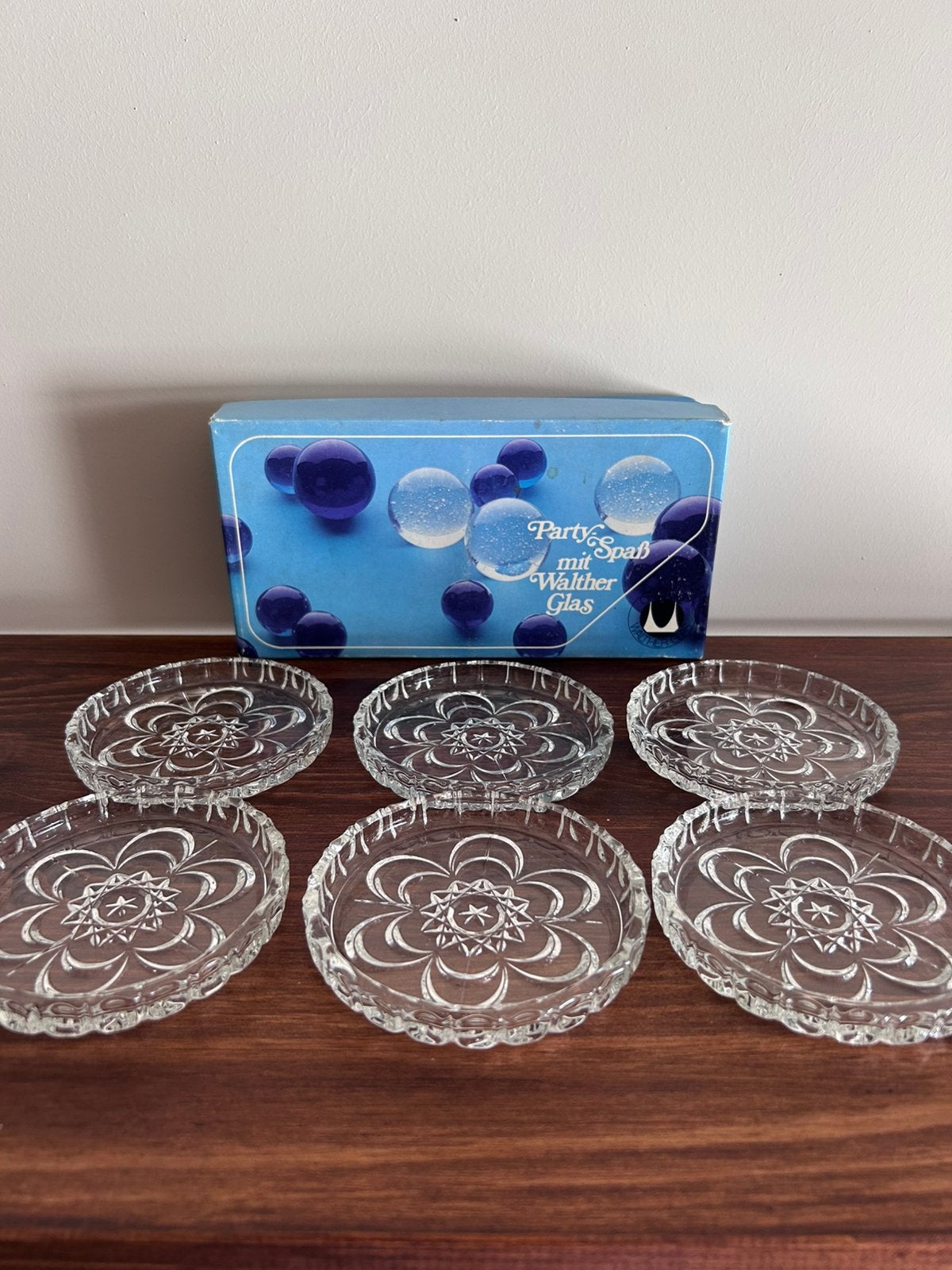Glazen Walther glas onderzetters, Huis en Inrichting, Ophalen of Verzenden, Zo goed als nieuw, Stapelbaar, Glas