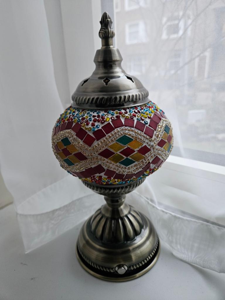 Turkse oosterse Mozaiek tafellamp draadloos, Ophalen of Verzenden, Zo goed als nieuw, Glas