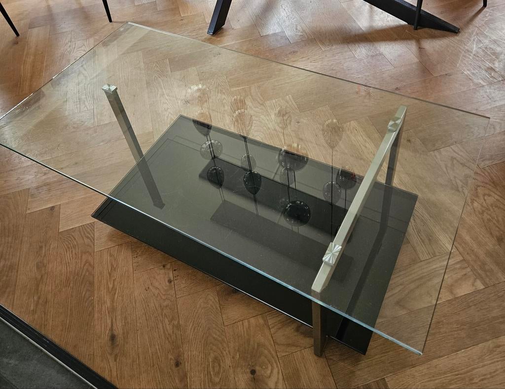 Montel glazen salontafel, Huis en Inrichting, Ophalen, 100 tot 150 cm, 50 tot 100 cm, Glas