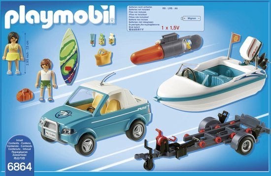 Playmobil Pick-up met speedboot met onderwatermotor - 6864, Complete set, Voertuig, Nieuw, Ophalen of Verzenden