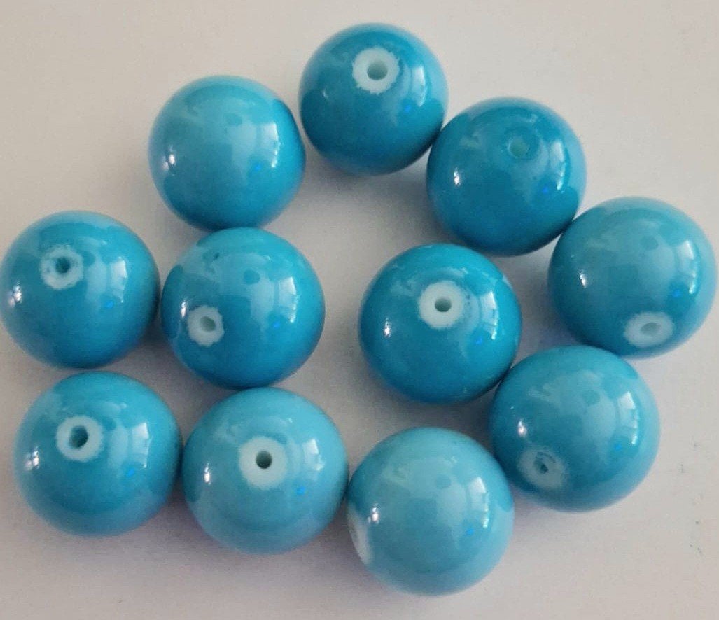 Porceleinen blauwe kralen 12 mm, Verzenden, Nieuw, Kraal