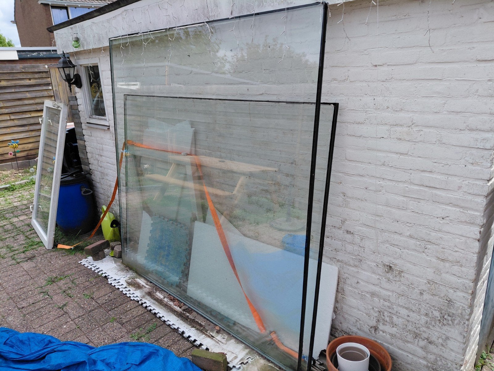 Diverse ramen en glasplaten te koop met dubbelglas, Doe-het-zelf en Verbouw, Ophalen, Gevelraam of Ruit, Gebruikt, 80 tot 120 cm