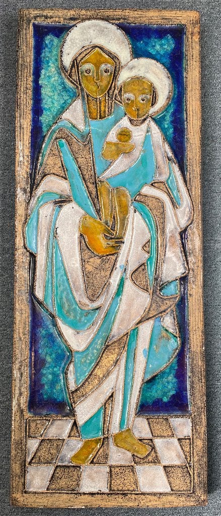 Helmut Schäffenacker XL keramiek wandpaneel 1960 Madonna, Ophalen