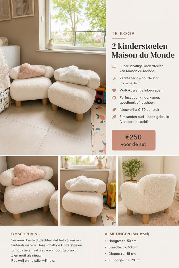 Kinderstoelen Maison  du Monde, Ophalen of Verzenden, Zo goed als nieuw, Eenpersoons, Minder dan 150 cm
