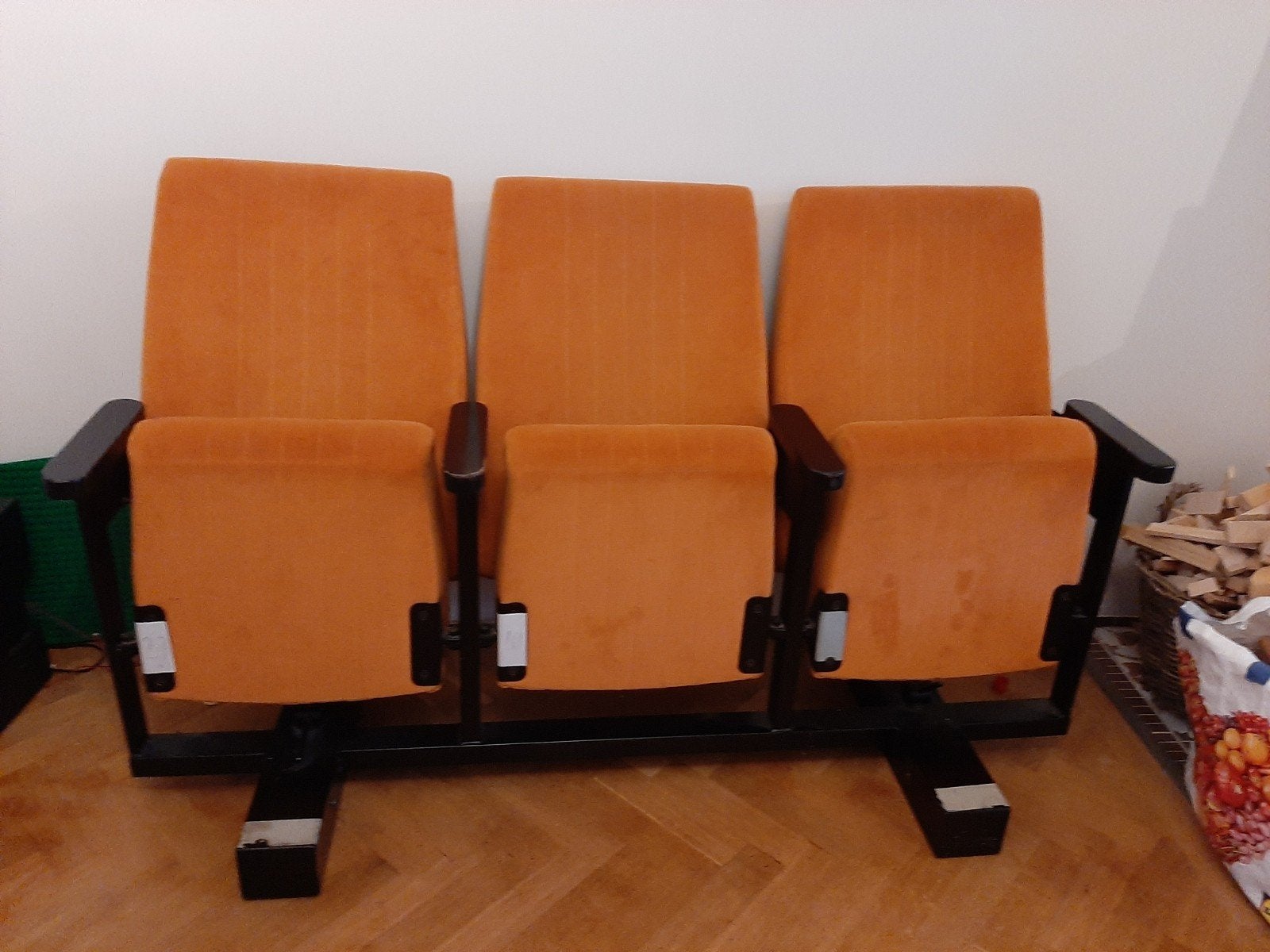 Vintage bioscoopstoelen theater stoelen - 3-zits, Ophalen, Gebruikt, 150 tot 200 cm, Driepersoons