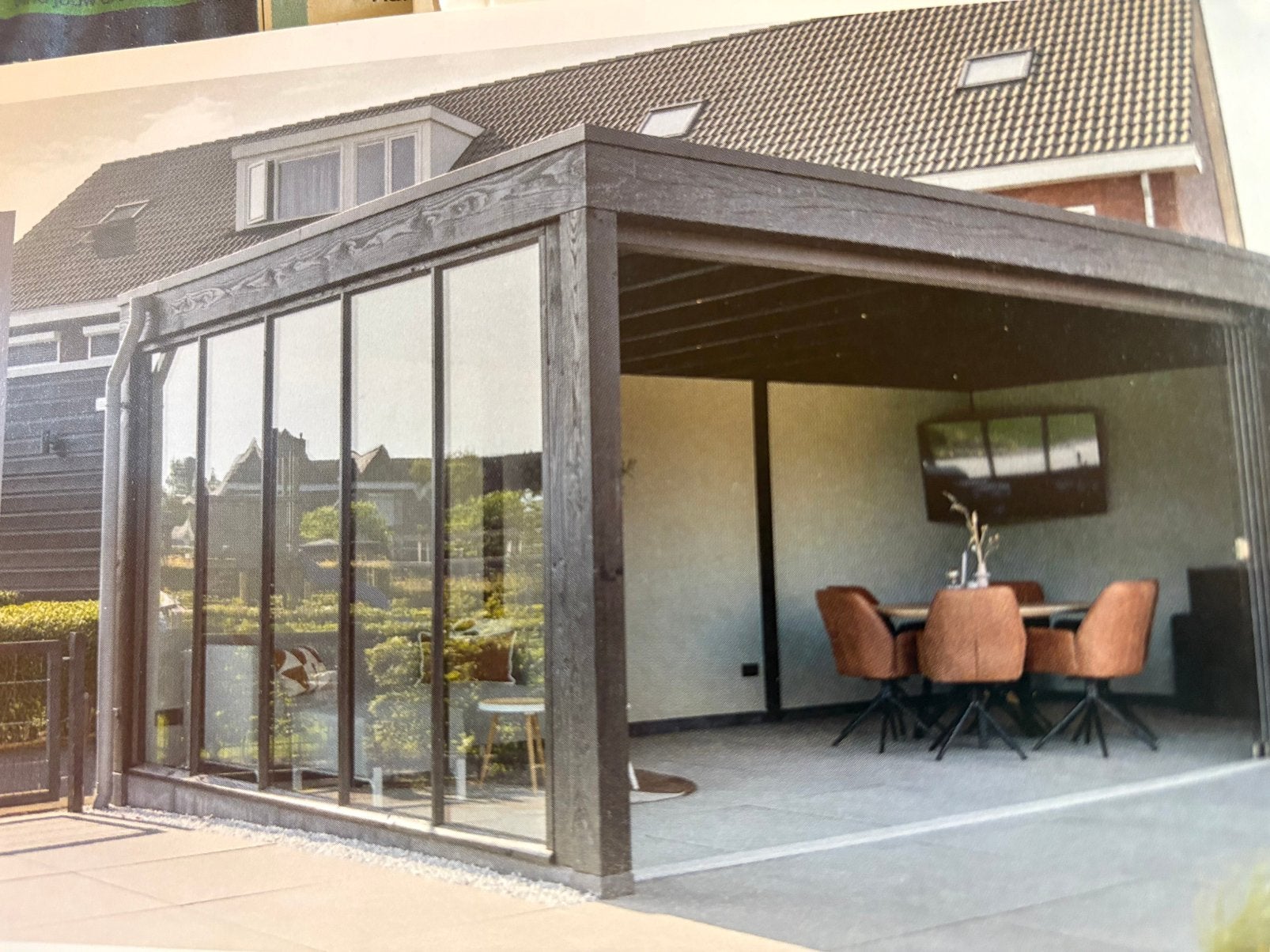 Grote Steel Look glaswand / raam 3405x2200 mm – zwart, Ophalen, Nieuw, Veranda