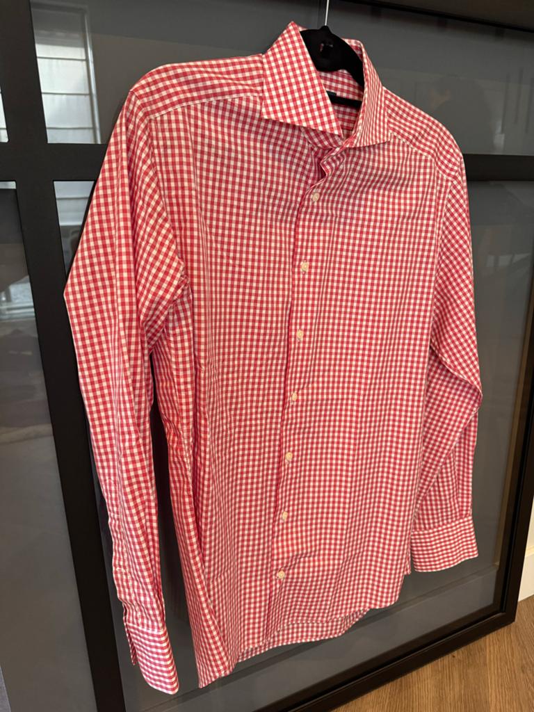 Suitsupply overhemd, Kleding | Heren, Overhemden, Ophalen of Verzenden, Zo goed als nieuw, Rood, Halswijdte 39/40 (M)