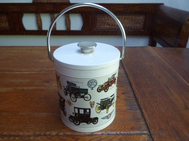 Vintage ijsemmer met antieke auto’s, Ophalen of Verzenden