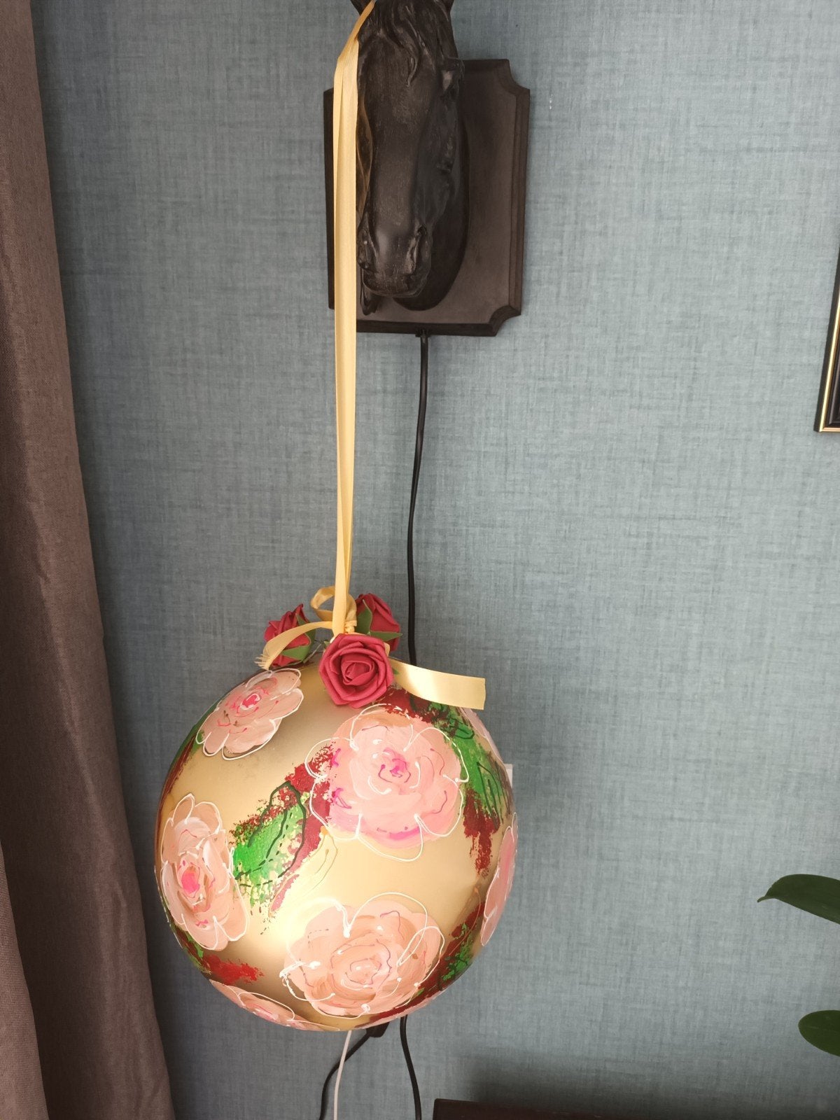 Grote handgeschilderde kerstbal 25 cm, Antiek en Kunst, Ophalen of Verzenden