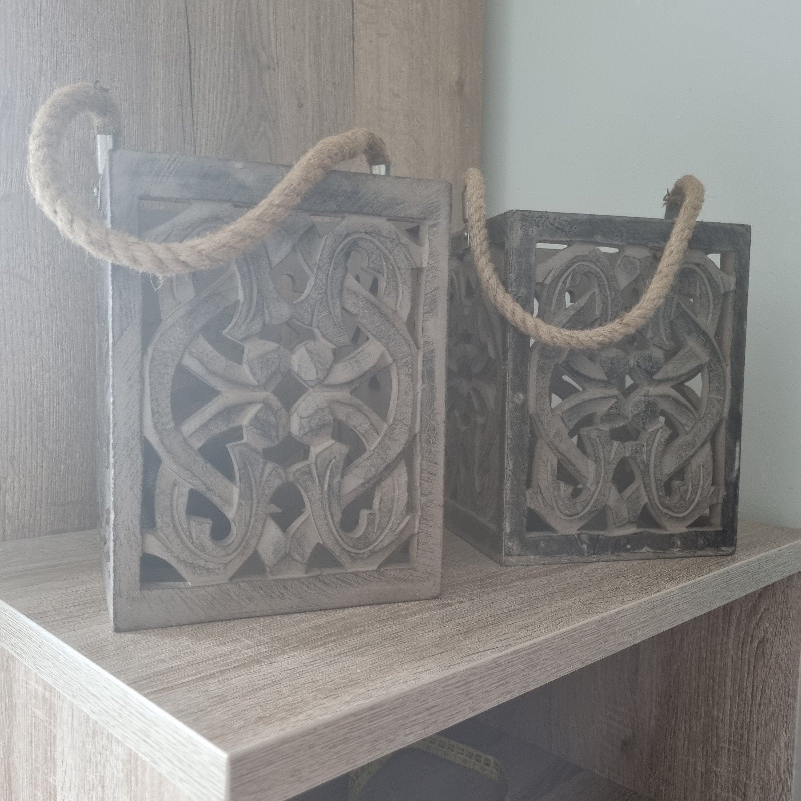 2 x windlicht  hout, Ophalen of Verzenden