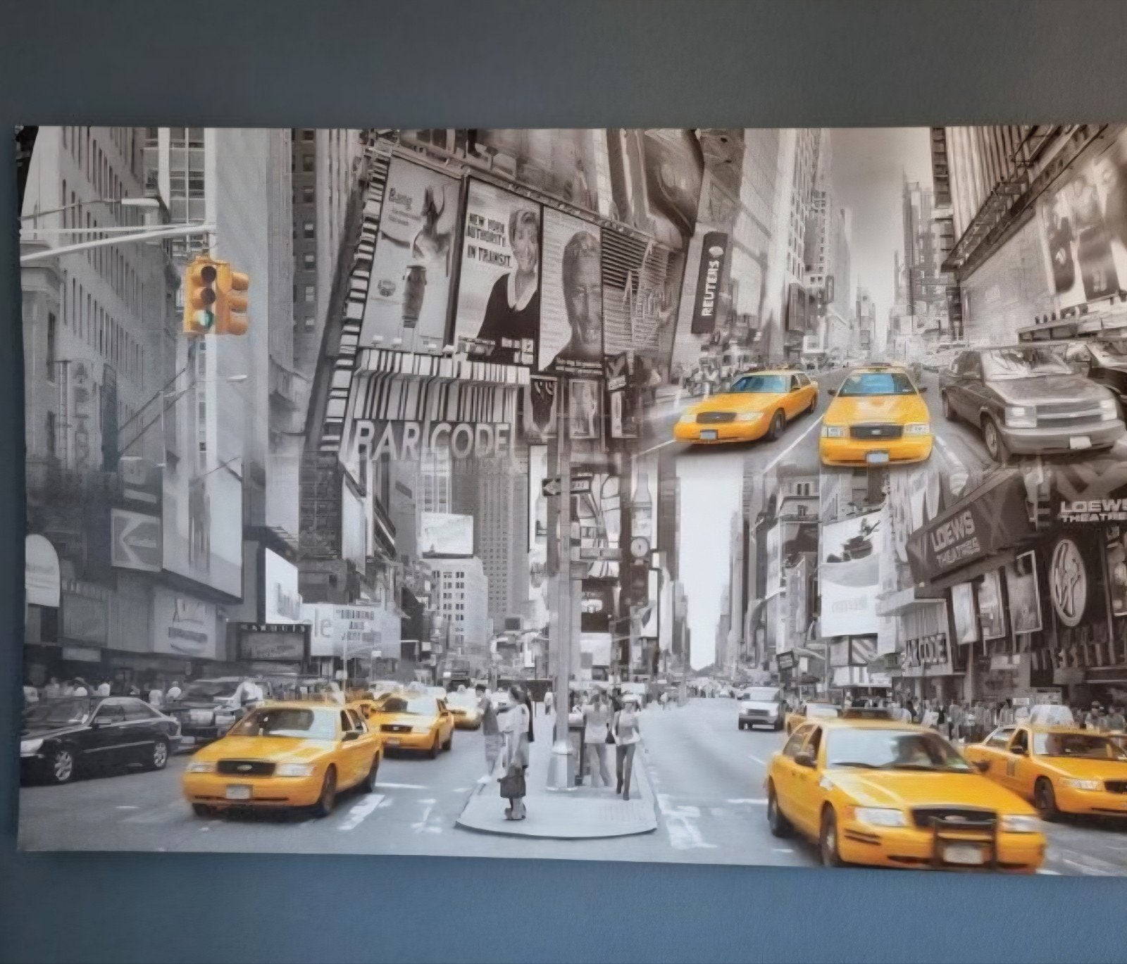 Canvas schilderij New York Times Square Taxi's, Huis en Inrichting, 50 – 75, Ophalen of Verzenden, Zo goed als nieuw, Schilderij