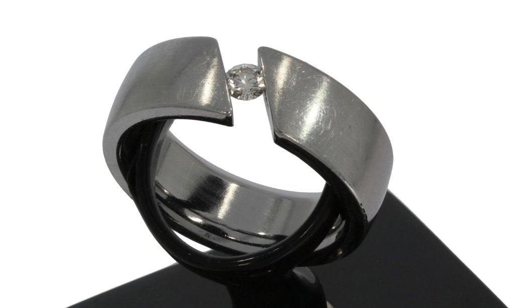 Diamant solitair briljant heren dames ring edelstaal nieuw, Voordeelsieraden, Nieuw, 17 tot 18, Met edelsteen