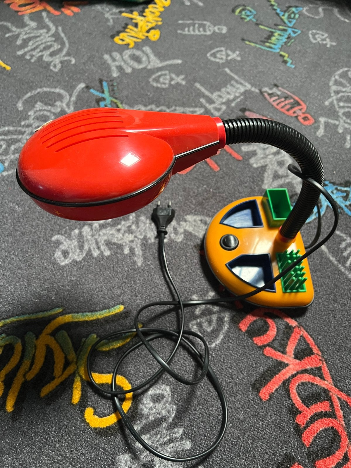 Vintage bureaulamp met pennenhouder, rood/geel, Ophalen, Gebruikt