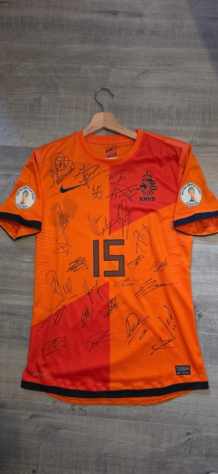 Gesigneerd Nederlands Elftal WK2014 Match Prepared Shirt #15, Nike, Ophalen of Verzenden, Zo goed als nieuw, Voetbal