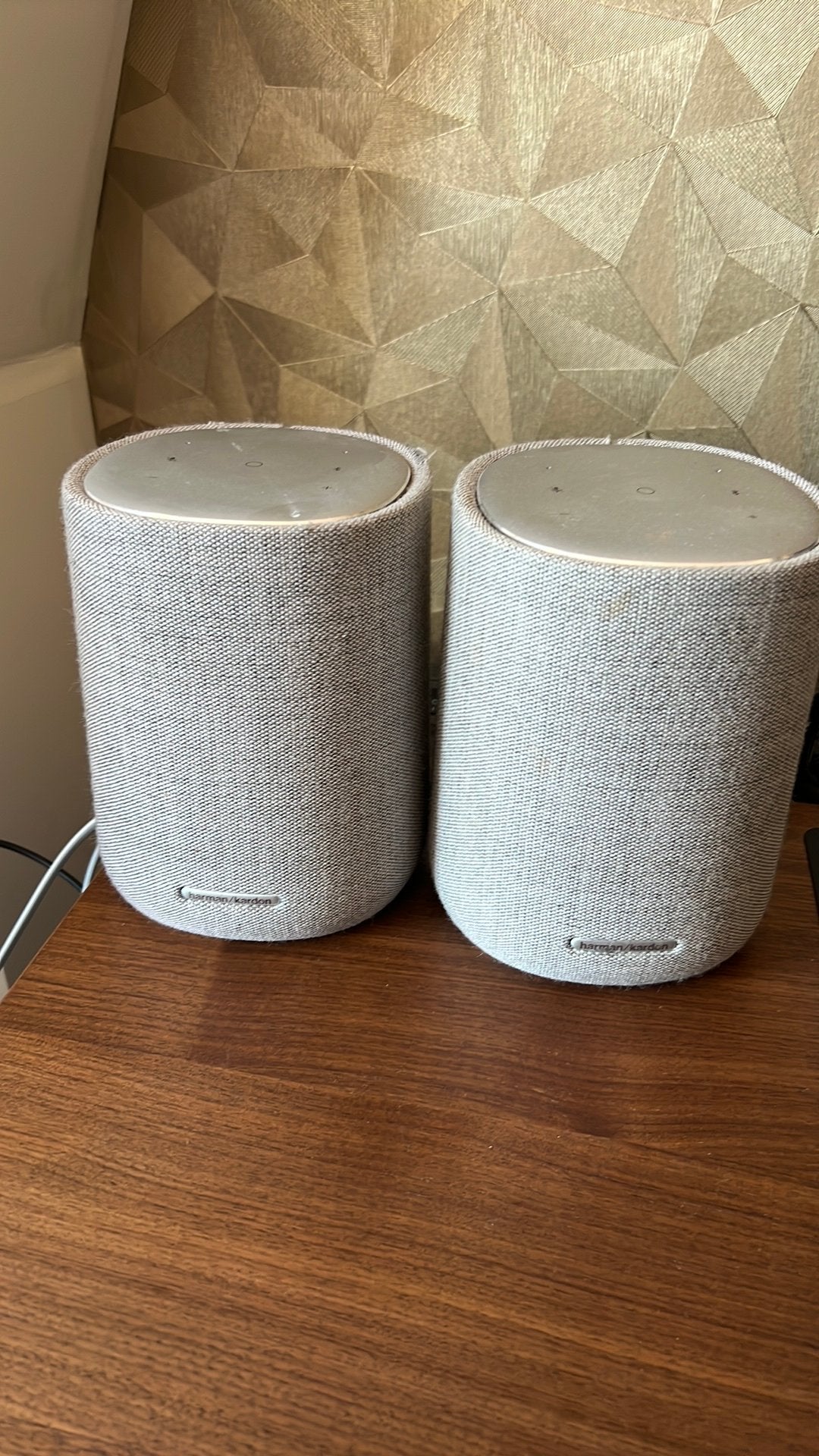 Twee Harman Kardon speakers/ Google, Slimme speaker, Gebruikt, Ophalen of Verzenden, Inclusief kabels