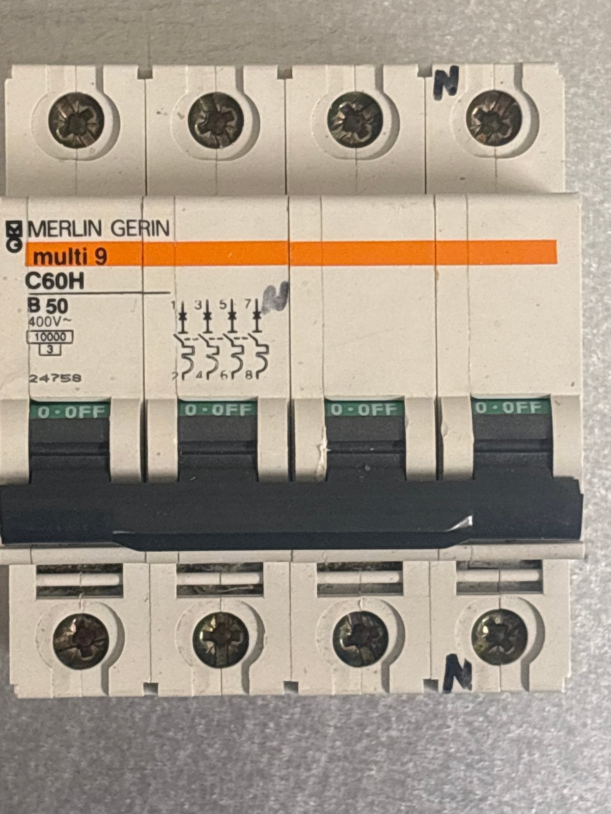 Merlin Gerin Multi 9 C60H B50 400V~ 10000 3, Ophalen of Verzenden, Gebruikt, Schakelaar