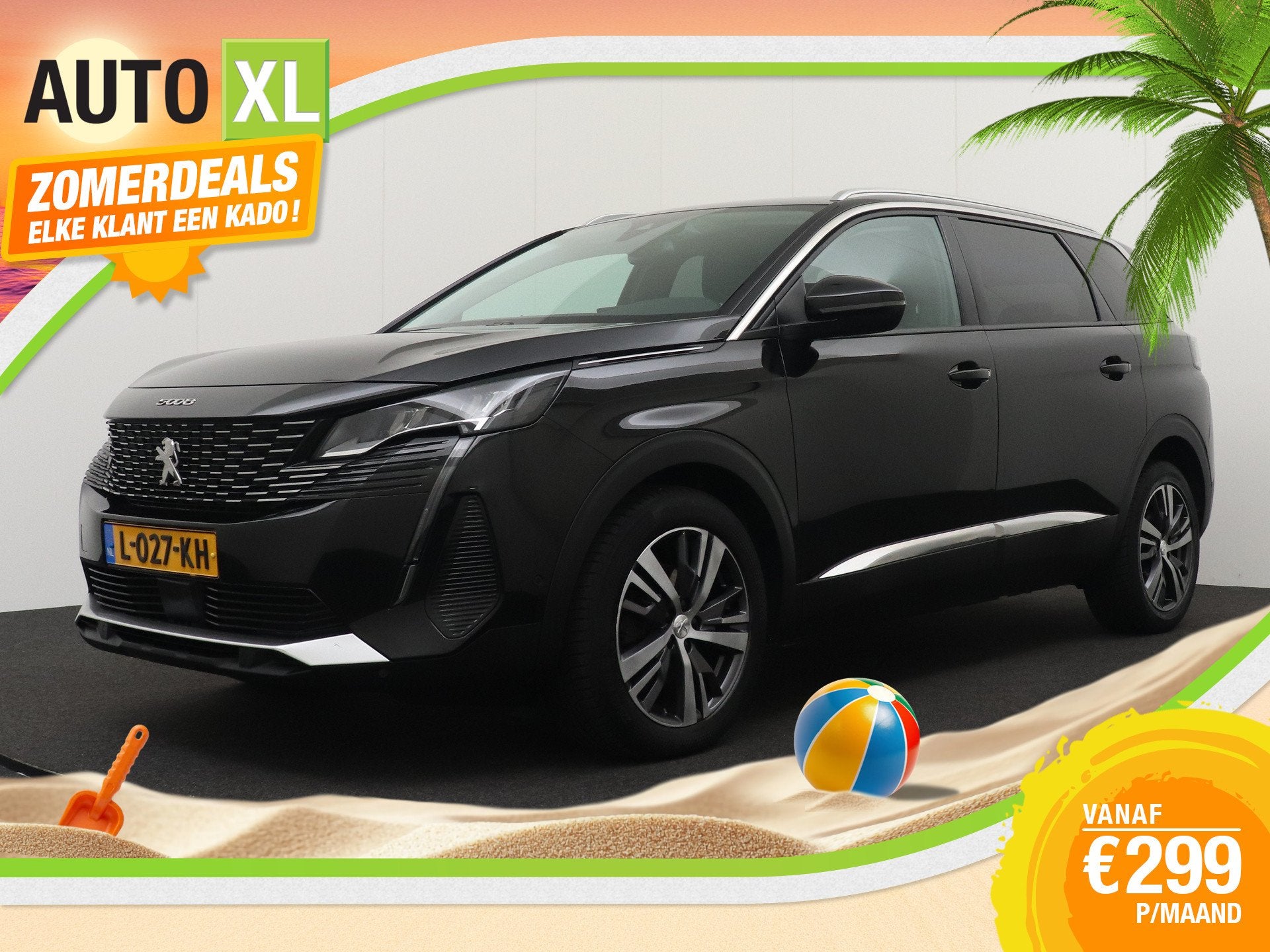 Peugeot 5008 1.2T 131 PK Aut. Allure 7-Pers Camera Dodehoek, Dealer onderhouden, Gebruikt, 1199 cc, Zwart