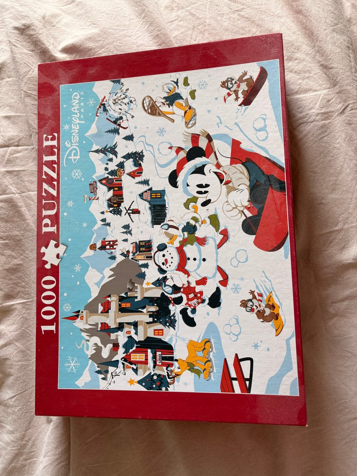Disney Kerstpuzzel 1000 stukjes - Disneyland Parijs, Ophalen of Verzenden, Meer dan 50 stukjes, Zo goed als nieuw, 6 jaar of ouder