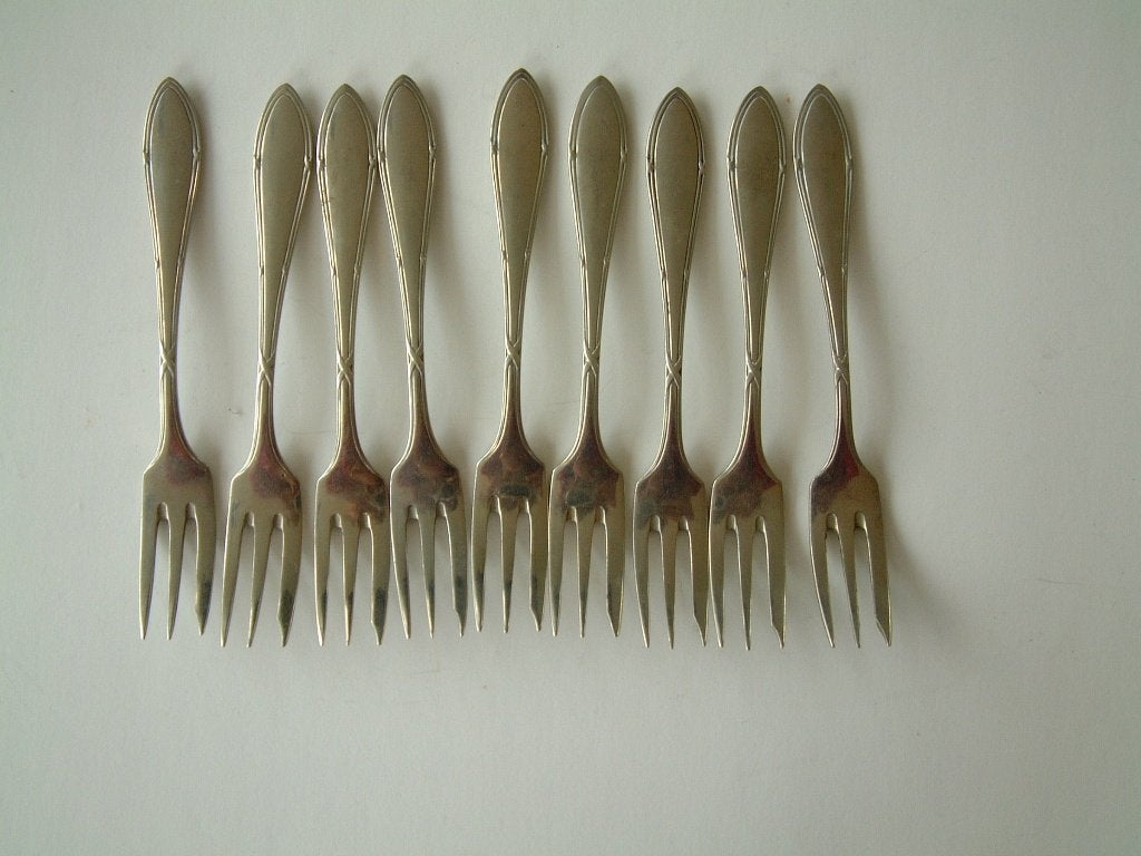 9 prachtige oude taartvorkjes Wellner Alpacca, Antiek en Kunst, Ophalen of Verzenden