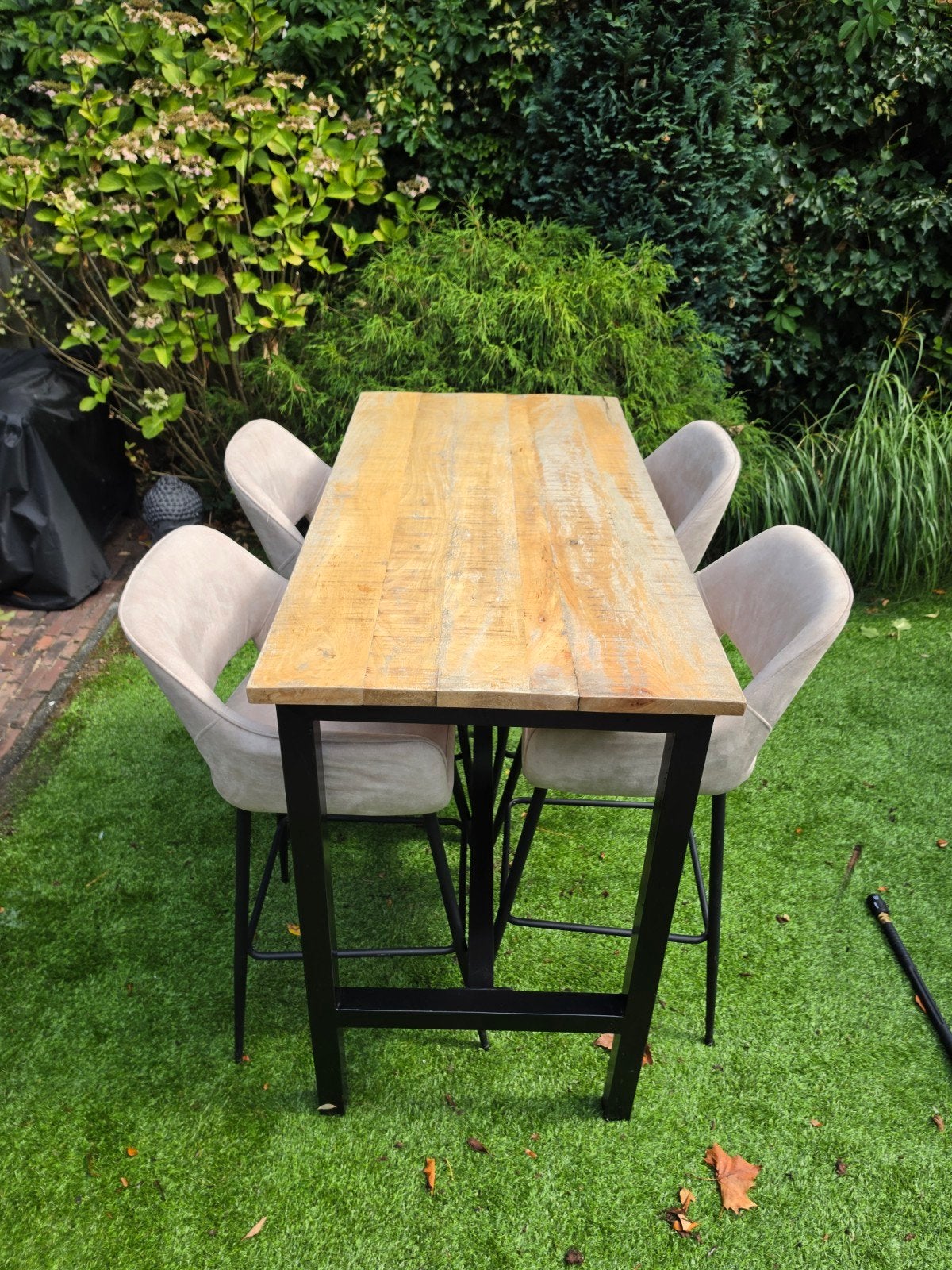 bartafel set 4 barkrukken, Gebruikt, Ophalen of Verzenden, 90 cm of meer, 4 krukken