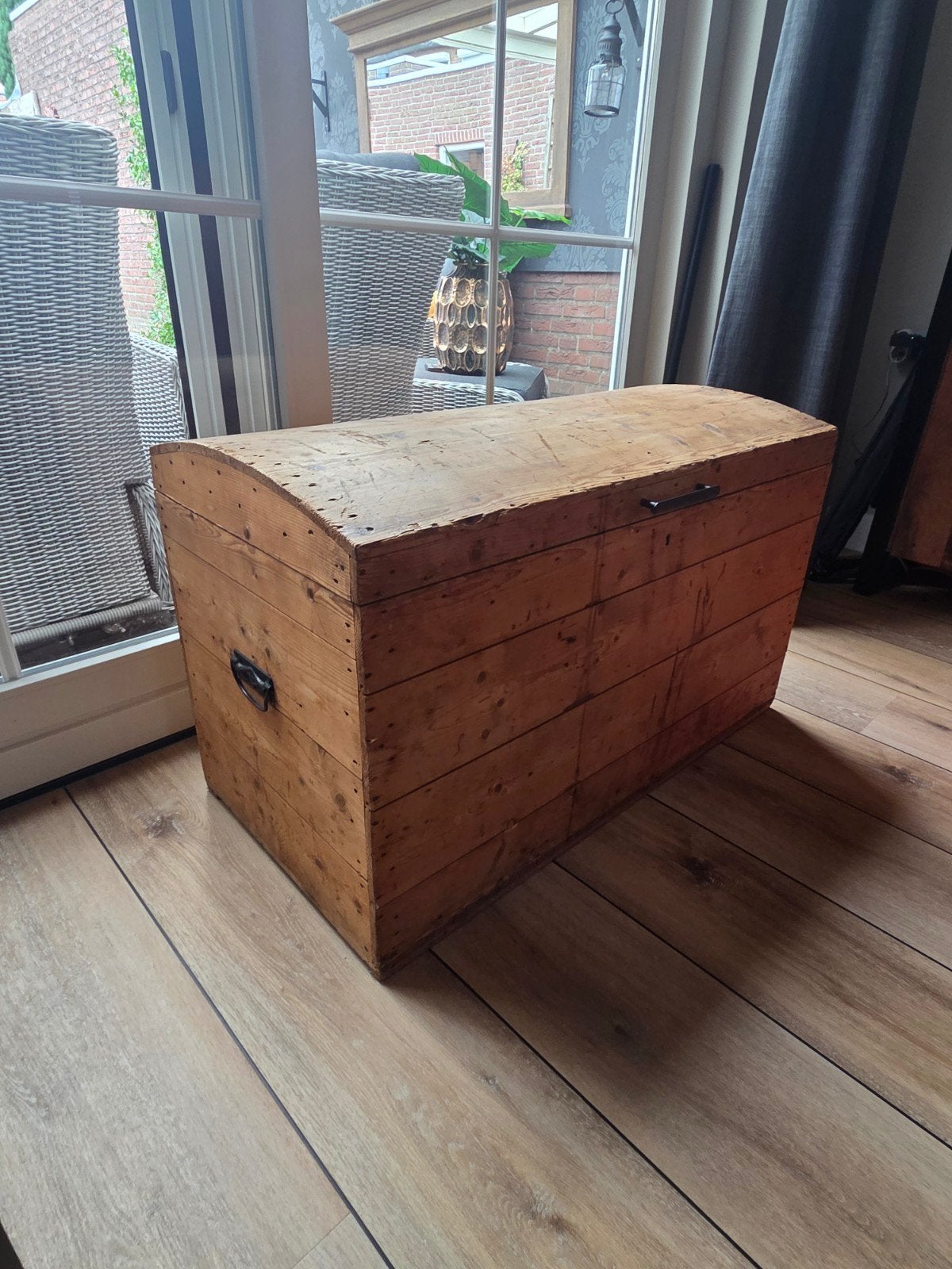 Antieke houten hutkoffer - Decoratief & Opbergruimte, Ophalen