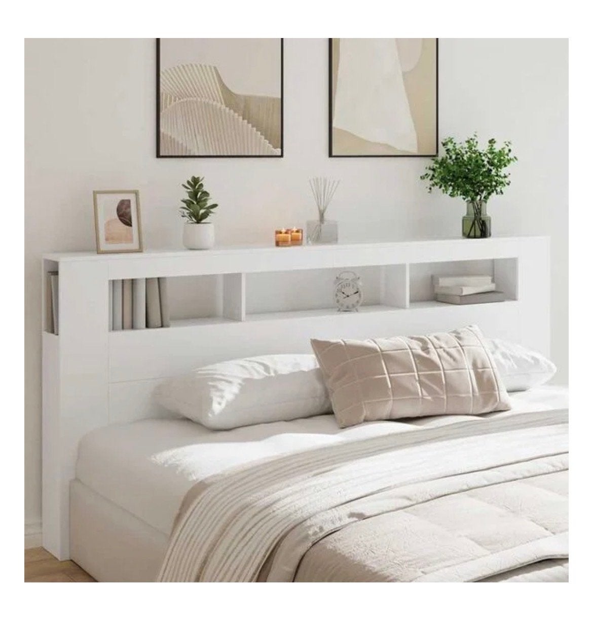Nieuw bedmeubel achterwand met verlichting, Ophalen, Zo goed als nieuw, Wit