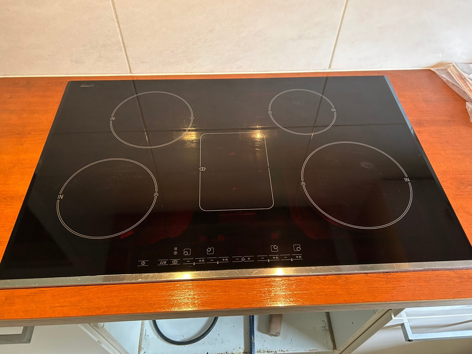 Bosch inductieplaat 5-zones 80x52cm, Ophalen, Gebruikt, Keramisch, Inbouw