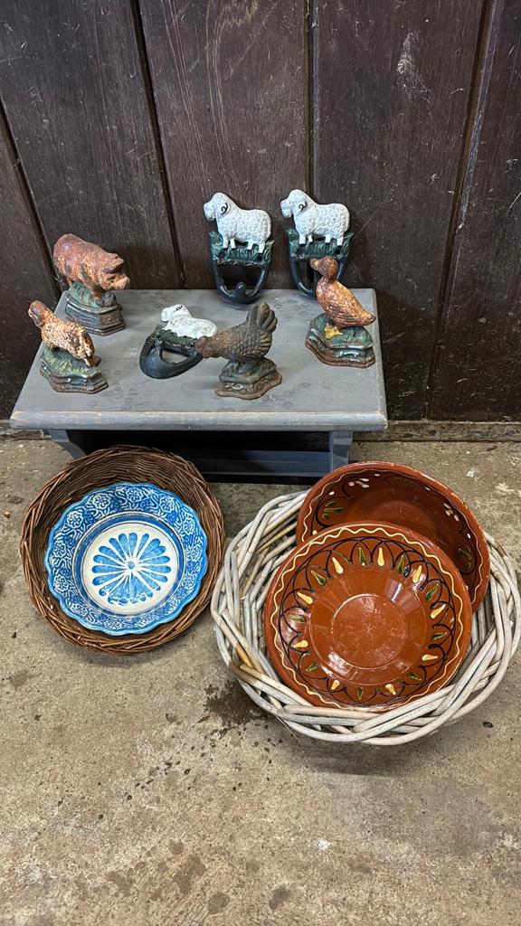 Brocante gietijzeren dieren – schaapjes, vogels en varken, Ophalen