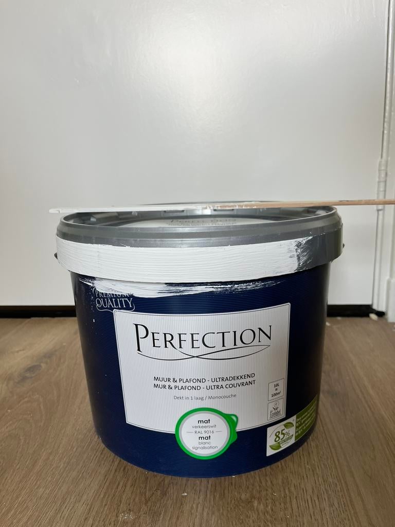 Muurverf wit Perfection 7,5 L, Ophalen, Zo goed als nieuw, Wit