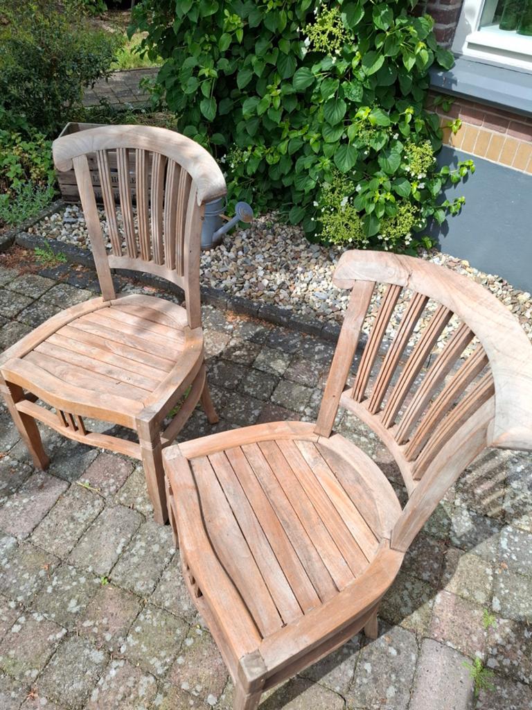 Hardhouten stoelen, Tuin en Terras, Ophalen, Gebruikt, Hout