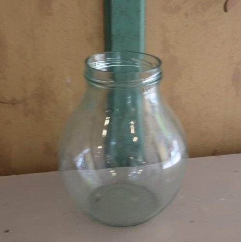 Vaas pot glas origineel groen diameter 20 cm hoogte 24 cm, 24 cm, Gebruikt, Ophalen of Verzenden, Glas