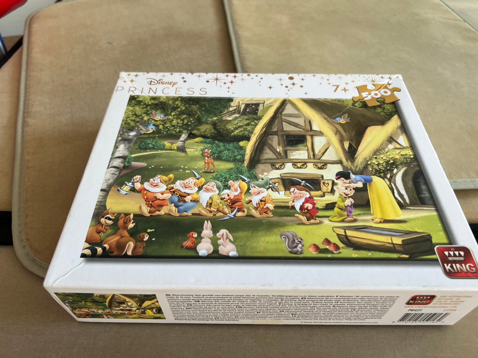King Disney puzzel 500 stukjes Sneeuwwitje en de 7 dwergen, Ophalen of Verzenden, 500 t/m 1500 stukjes, Zo goed als nieuw