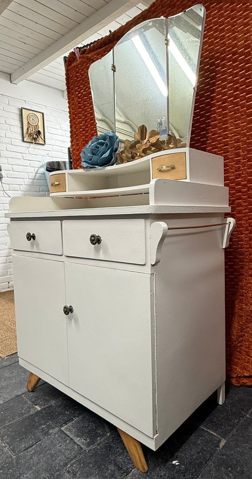 Vintage jaren 60 kaptafel, Huis en Inrichting, Tafels | Kaptafels, Ophalen, Gebruikt, 100 tot 150 cm, 50 tot 100 cm