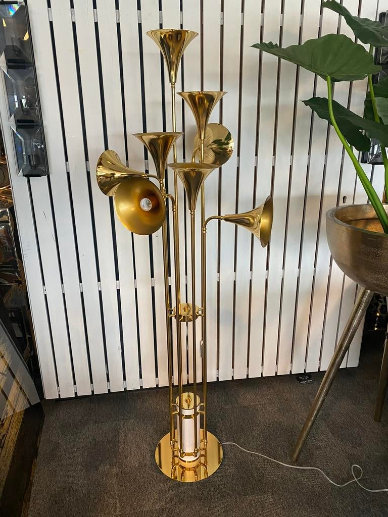 Vloerlamp Trompet - muziek instrument- Goud - outlet, Ophalen, Zo goed als nieuw, 150 tot 200 cm