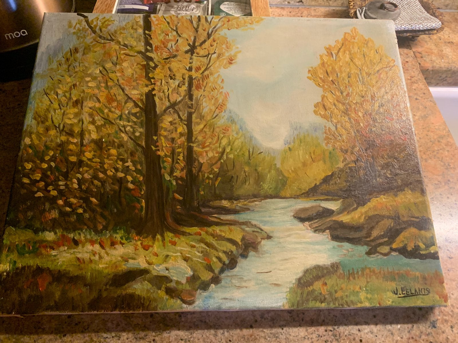 Olieverf Schilderij Landschap J. Eelants Breda, Doek, Ophalen of Verzenden, Gesigneerd, Landschap