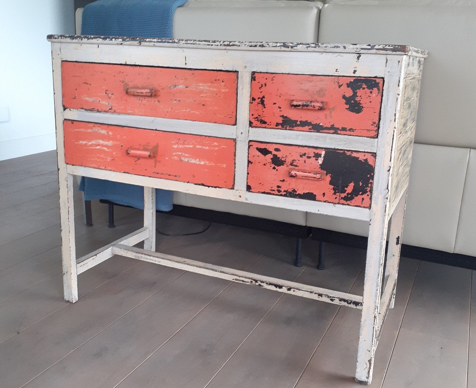 Brocante haltafel, tafeltje met lades, vintage, Ophalen, 50 tot 100 cm, Zo goed als nieuw, 25 tot 50 cm