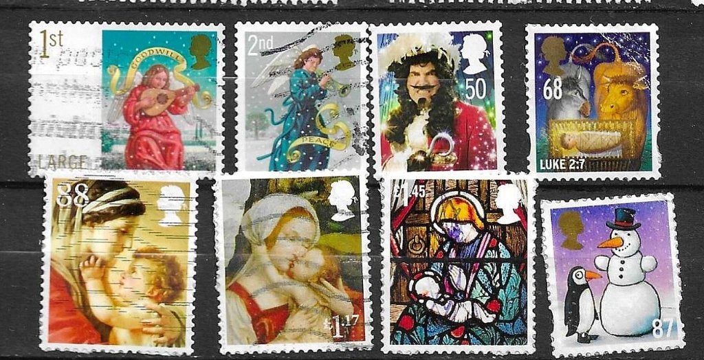 Kerstpostzegels Groot-Brittannië - Diverse ontwerpen, Ophalen of Verzenden, Gestempeld