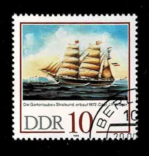 postzegel 2805 DDR zeilschip Gartenlaube 1872, Ophalen of Verzenden, DDR, Gestempeld